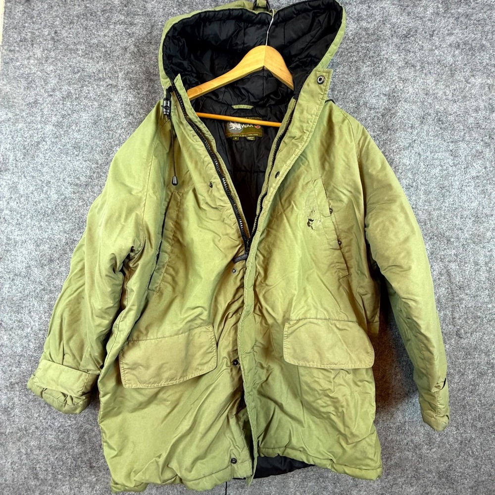 Spiewak Parka Jacket Mens Medium Green Nylon Lined Hooded Full Zip Outerwear